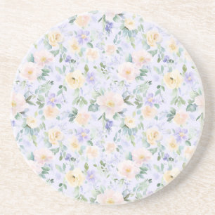 Dessous De Verre En Grès Crème Florale à la Lavande