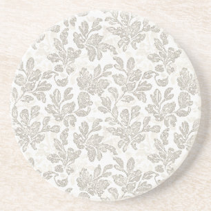 Dessous De Verre En Grès Crème Florale Blanche Chic  
