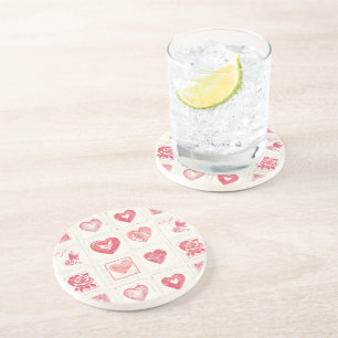 Dessous De Verre En Grès Crème rouge chic pour la Saint-Valentin