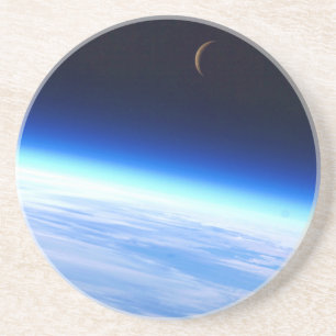 Dessous De Verre En Grès Crescent Moon Sur Une Terre Bleue Et Lumineuse