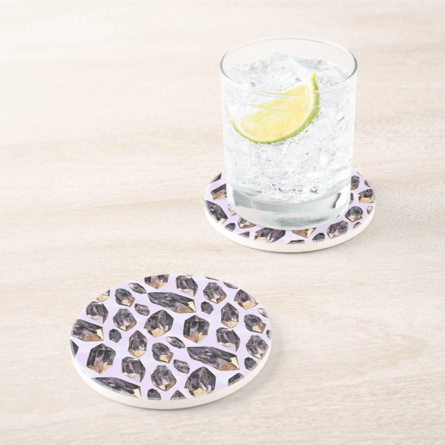 Dessous De Verre En Grès Cristaux d'Or Violet (Côté)