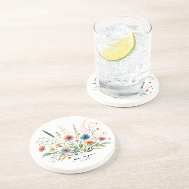 Dessous De Verre En Grès Croître dans la grâce florale (Côté)