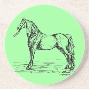 Dessous De Verre En Grès Croquis simple de cheval de Morgan