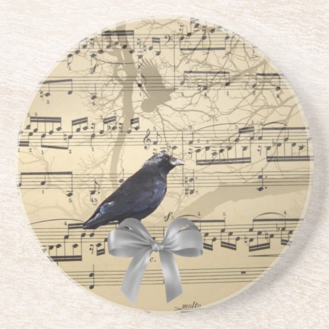 Dessous De Verre En Grès Crow sur une feuille de musique (Devant)