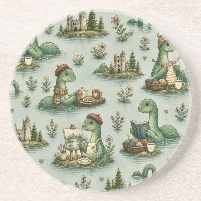 Dessous De Verre En Grès Cryptides cosy Nessie Monstre du Loch Ness loisirs (Devant)