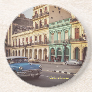 Dessous De Verre En Grès Cuba Havana Vintage Classic Car Cityscape