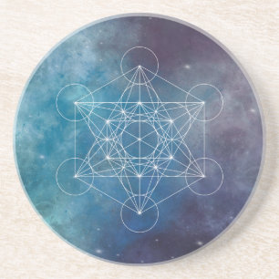 Dessous De Verre En Grès Cube de Metatron bleu Géométrie sacrée