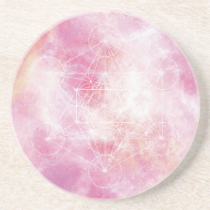 Dessous De Verre En Grès Cube de Métatron rose Géométrie sacrée