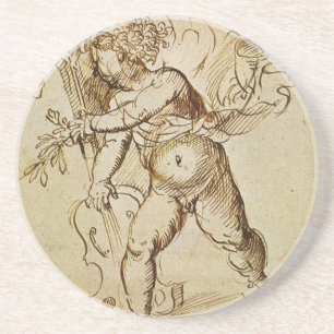 Dessous De Verre En Grès Cupidon avec un violon par Domenico Campagnola