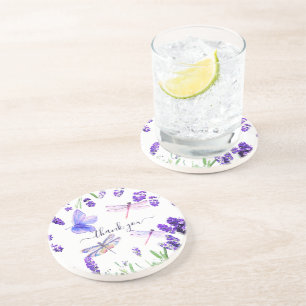 Dessous De Verre En Grès Custom Lavender Dragonfly Shabby Chic Boho Style