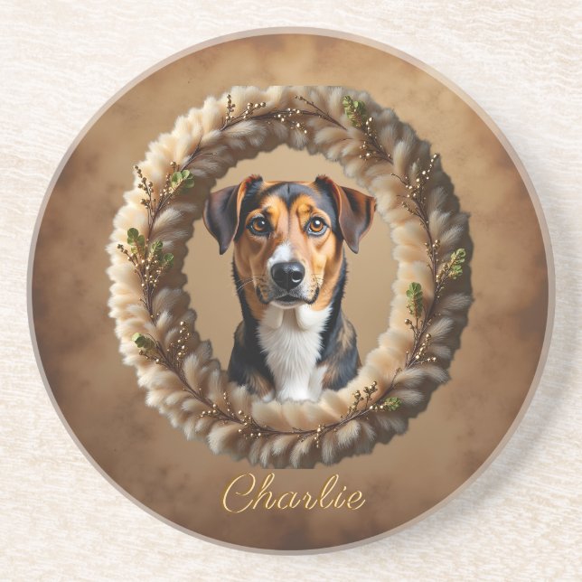 Dessous De Verre En Grès Custom Pet Portrait – Just Upload a Simple Photo (Devant)