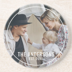 Dessous De Verre En Grès Custom photo with family name and established year