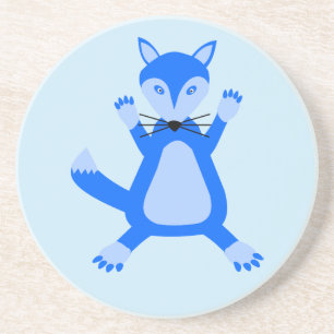 Dessous De Verre En Grès Cute Blue Baby Boy Fox
