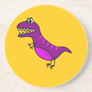 Dessous De Verre En Grès Cute cartoon angry purple dinosaure
