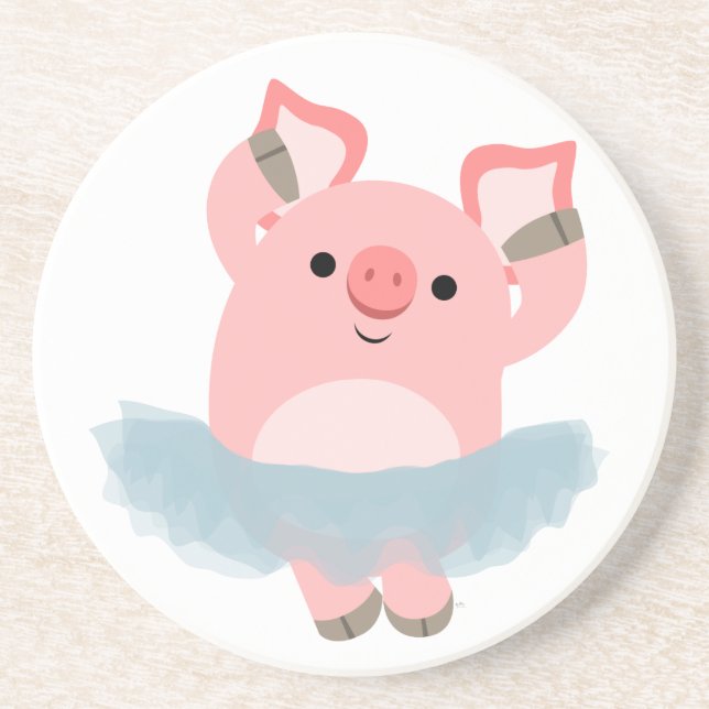 Dessous De Verre En Grès Cute Cartoon Ballerina Pig Coaster (Devant)