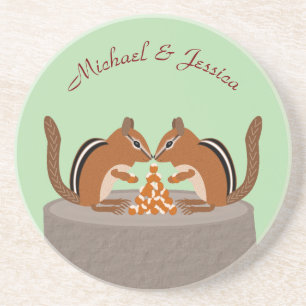 Dessous De Verre En Grès Cute Chipmunks Mariage de automne personnalisé