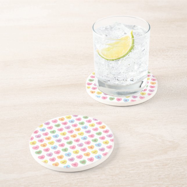 Dessous De Verre En Grès Cute girly fun conversation personnalisée coeurs m (Côté)