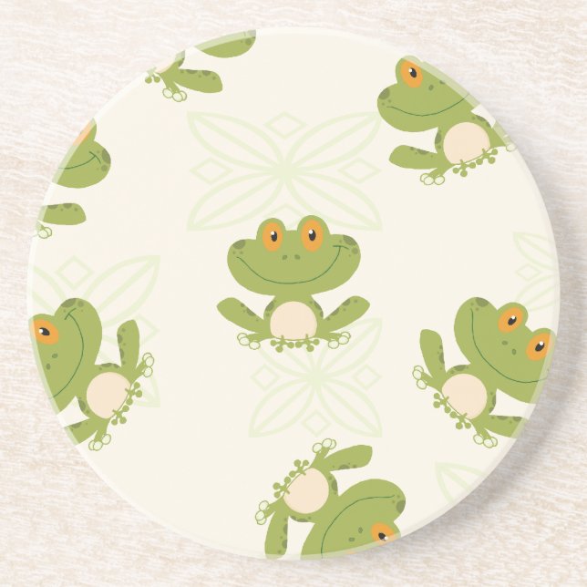 Dessous De Verre En Grès Cute Green Frog (Devant)