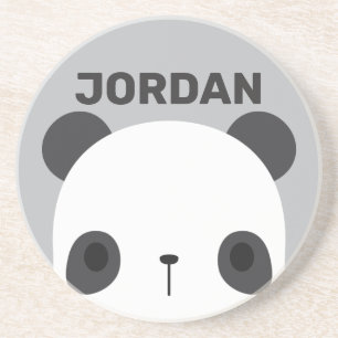 Dessous De Verre En Grès Cute Little Panda Bear with Personalized Name