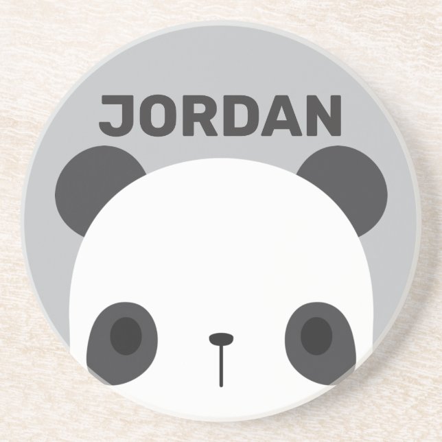 Dessous De Verre En Grès Cute Little Panda Bear with Personalized Name (Devant)