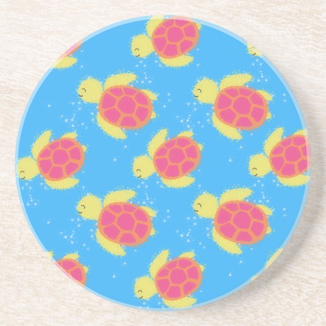 Dessous De Verre En Grès Cute Motif de tortue de mer (Devant)