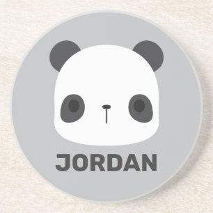 Dessous De Verre En Grès Cute petit ours Panda avec nom personnalisé