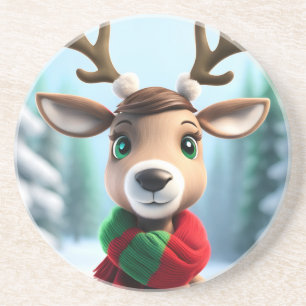Dessous De Verre En Grès Cute Reindeer