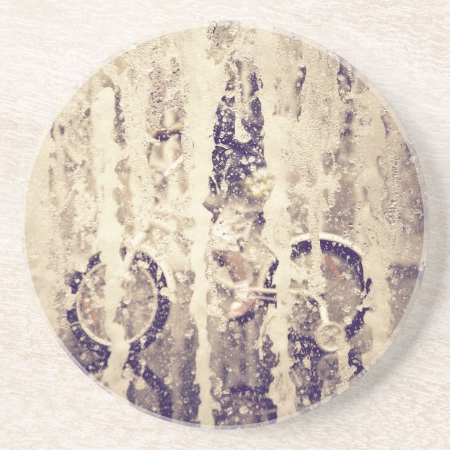 Dessous De Verre En Grès Cyclisme dans la pluie (Devant)