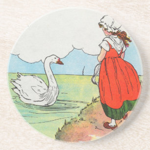 Dessous De Verre En Grès Cygne, cygne, sur la mer. Nagez, nagez, nagez !