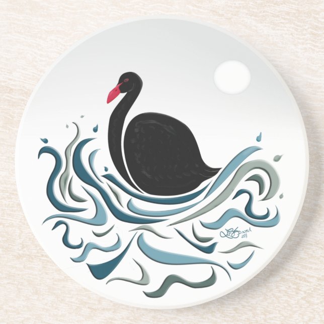 Dessous De Verre En Grès Cygne noir (Devant)