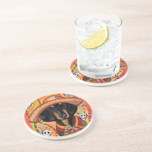 DESSOUS DE VERRE EN GRÈS DACHSHUND    (Côté)