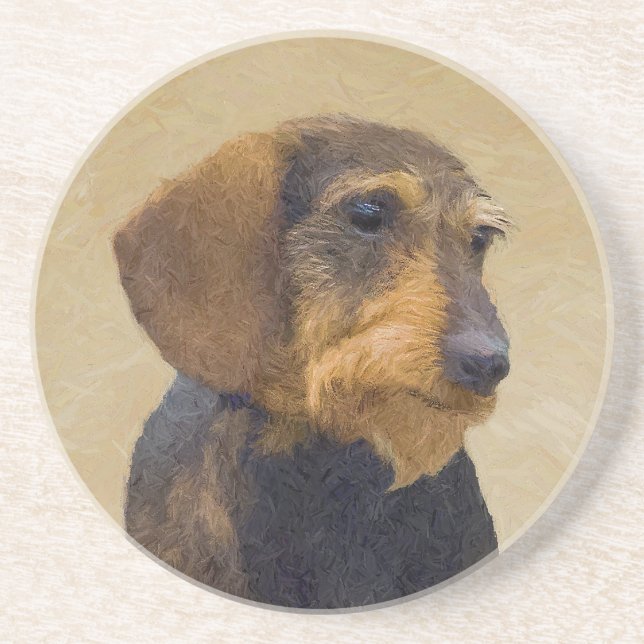 Dessous De Verre En Grès Dachshund (À poils durs) Peinture Chien Art origin (Devant)