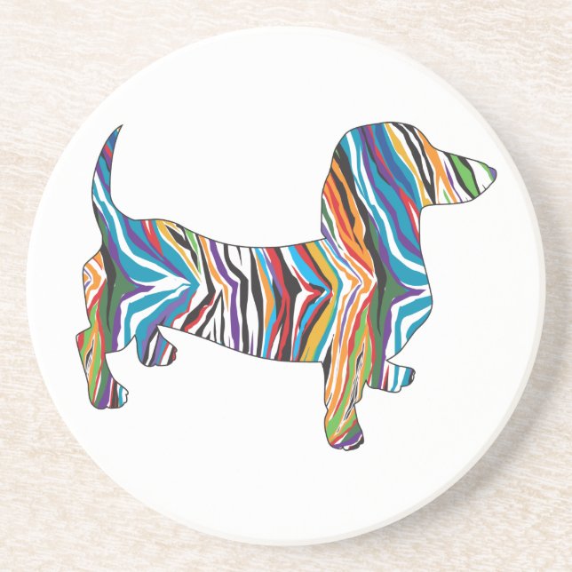Dessous De Verre En Grès Dachshund psychédélique rétro (Devant)