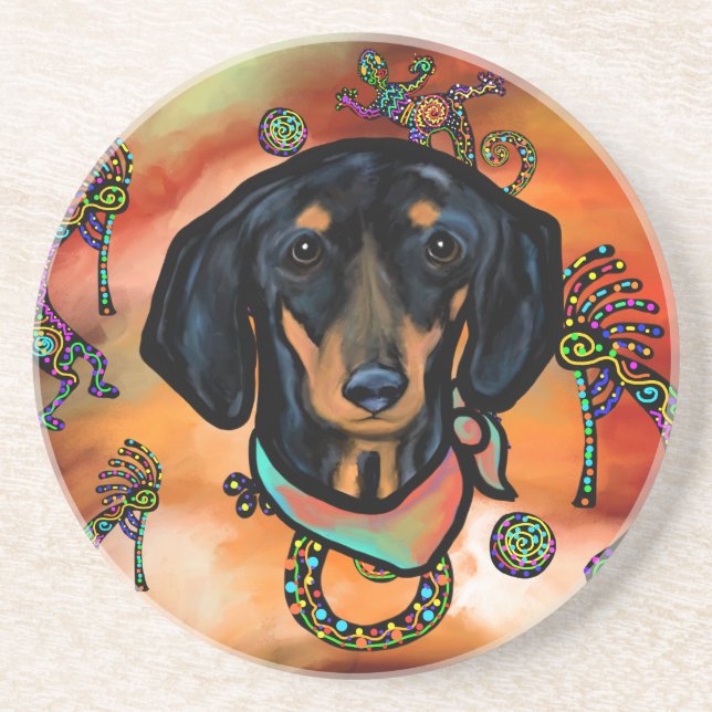DESSOUS DE VERRE EN GRÈS DACHSUND (Devant)