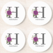 Dahlia Bourguignon Alphabet Floral Lettre Monogram