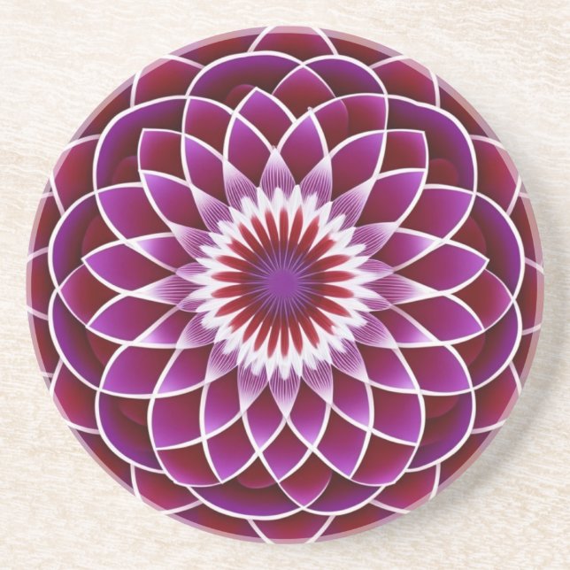 Dessous De Verre En Grès Dahlia violet rouge (Devant)