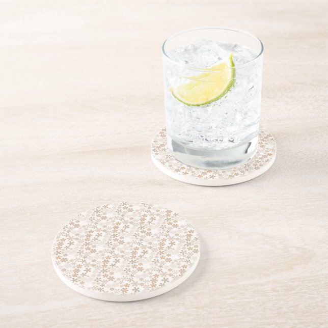 Dessous De Verre En Grès Daisy Flowers Beige Floral Aesthetic Ditsy Tan (Côté)