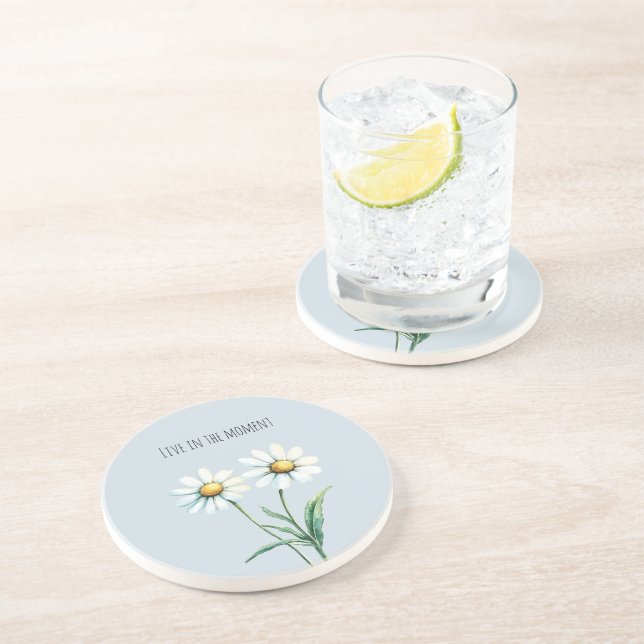 Dessous De Verre En Grès Daisy Flowers Vivez dans le moment (Côté)