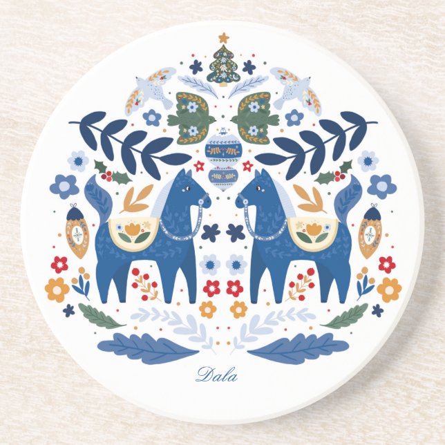 Dessous De Verre En Grès Dala Horse - Home Sweet Home (Devant)