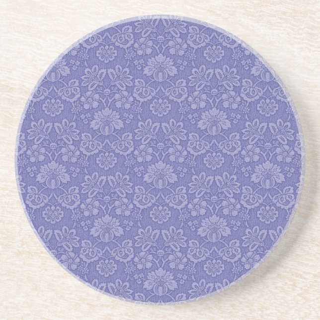 Dessous De Verre En Grès Damas en bleu (Devant)