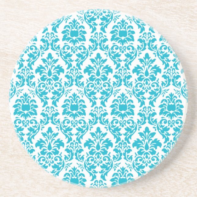 Dessous De Verre En Grès Damask Turquoise (Devant)