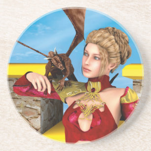 Dessous De Verre En Grès Dame Dragon