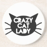 Dessous De Verre En Grès Dame du Crazy Cat<br><div class="desc">Conception géniale pour toute dame de chat fou</div>