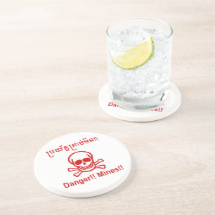 Dessous De Verre En Grès Danger ! ! Les mines ! ! SYMBOLE ☠ Cambodgien Khme