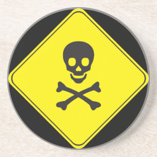 DESSOUS DE VERRE EN GRÈS DANGER - SYMBOLE CRÂNE ET OS