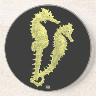 Dessous De Verre En Grès Danse Des Chevaux De Mer (Jaune)