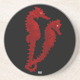 Dessous De Verre En Grès Danse Des Chevaux De Mer (Rouge)