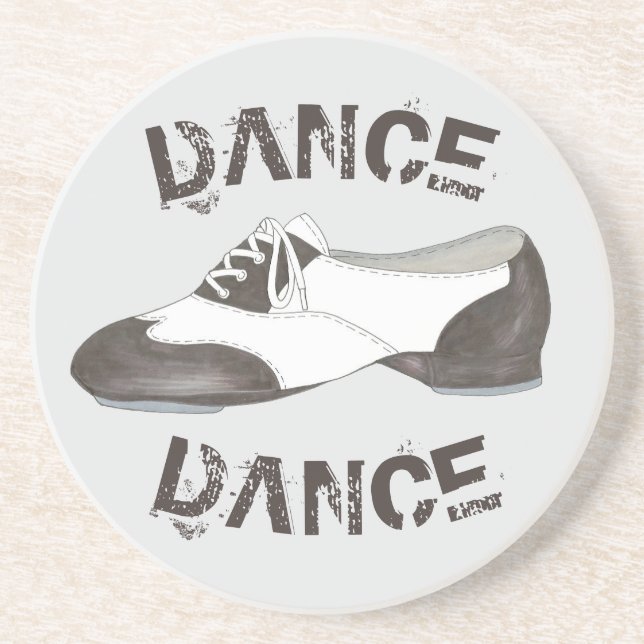 Dessous De Verre En Grès DANSE Tap Chaussure Tapdance Enseignant Black Whit (Devant)