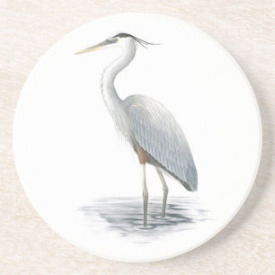 Dessous de verre en grès d'art du Grand Héron bl