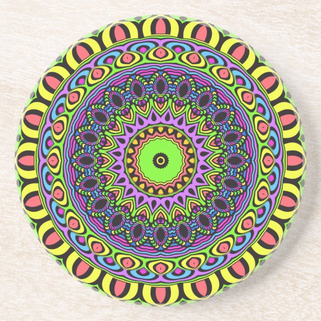 Dessous De Verre En Grès DART Mandala - néon 1 (Devant)